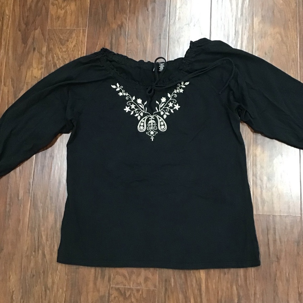 Embroidered Black Women's Top